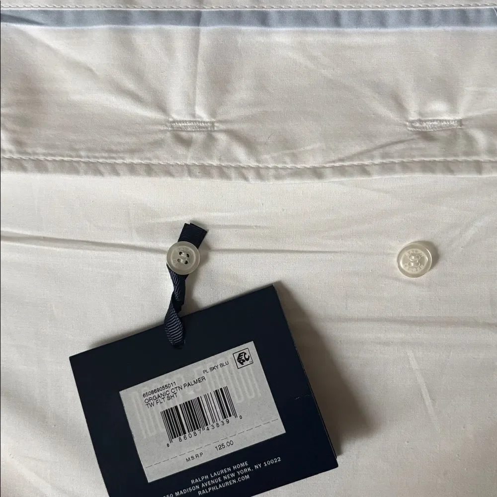 Ralph Lauren Organic Cotton Palmer Twin Flat Sheet Sand Dune NEW